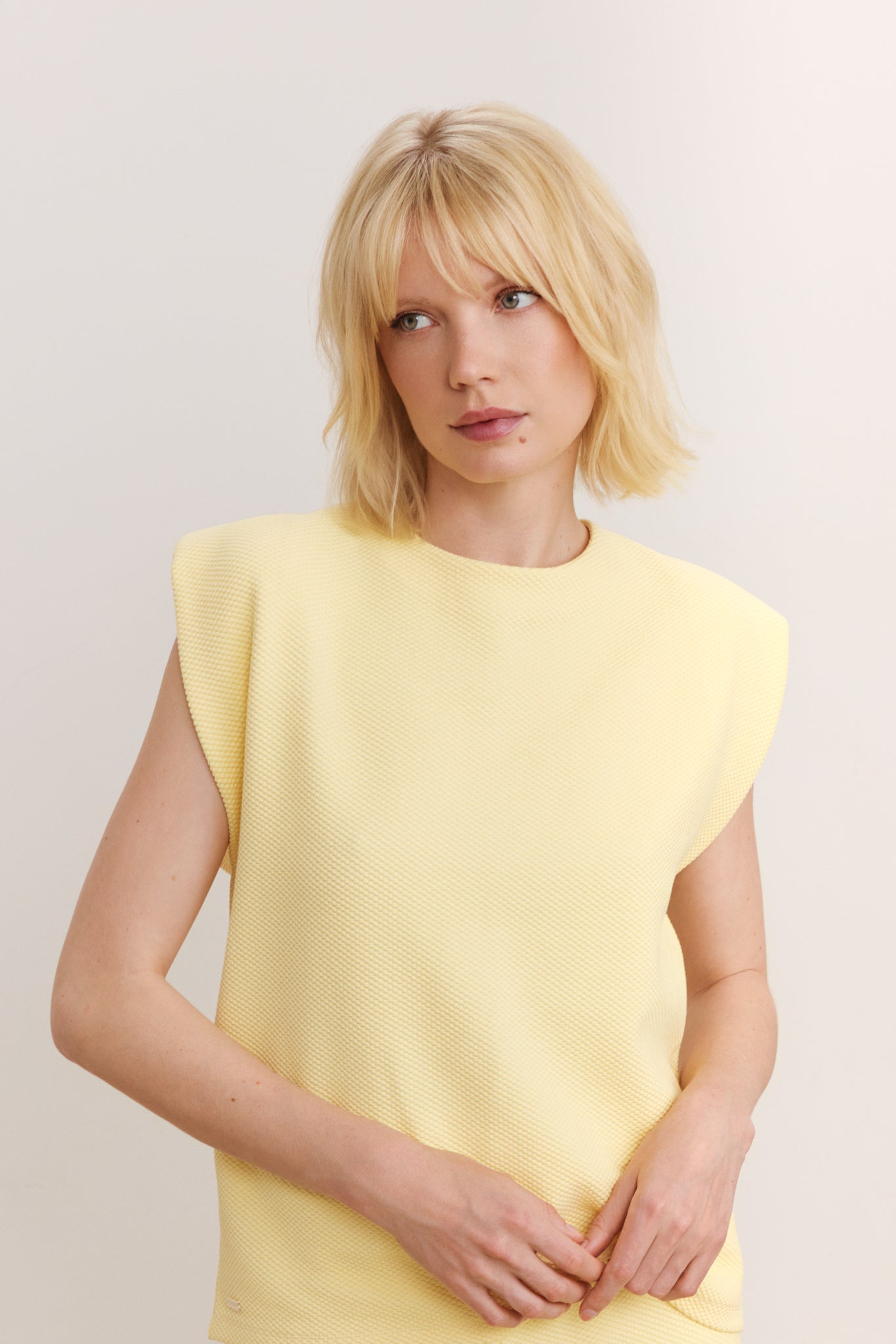 Moon Padded Shoulder Top - Vanilla