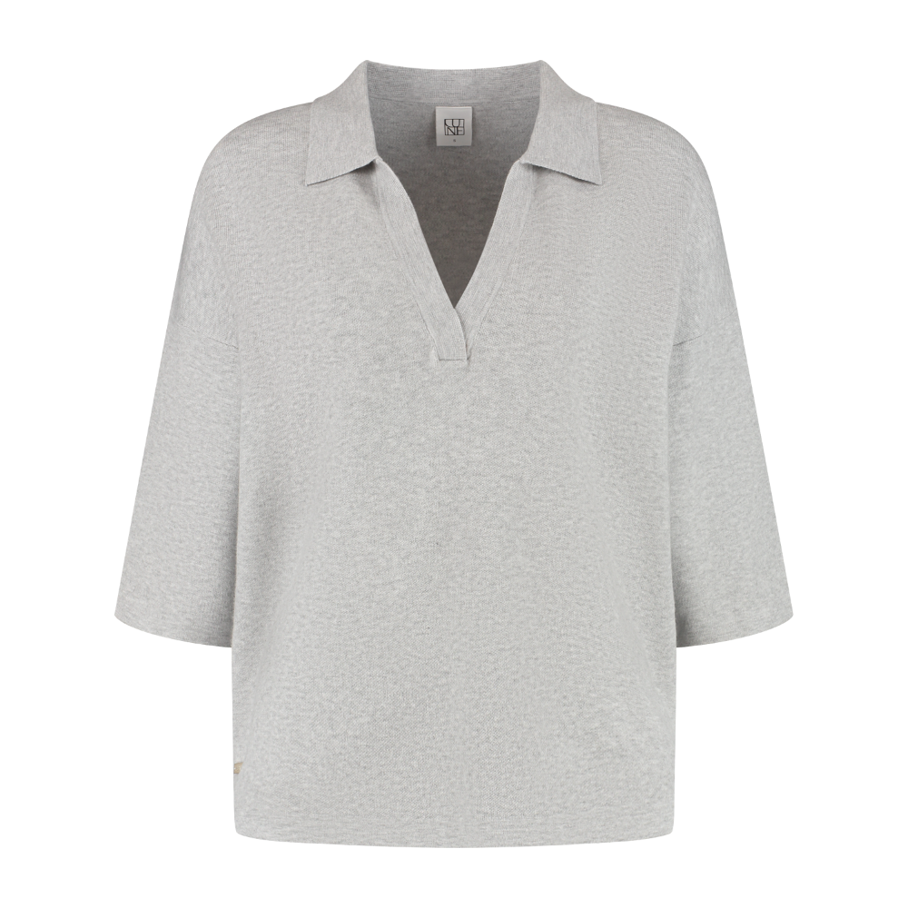 Olly V Neck Top - Grey Melange