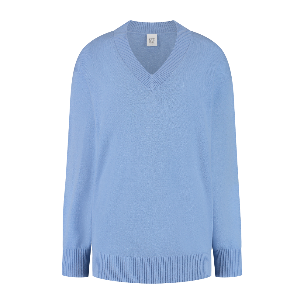 Carli V Neck Sweater - Brilliant Blue
