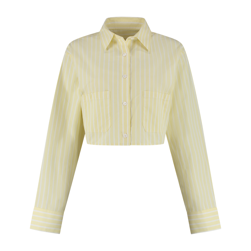 Jada Striped Cropped Blouse - Vanilla