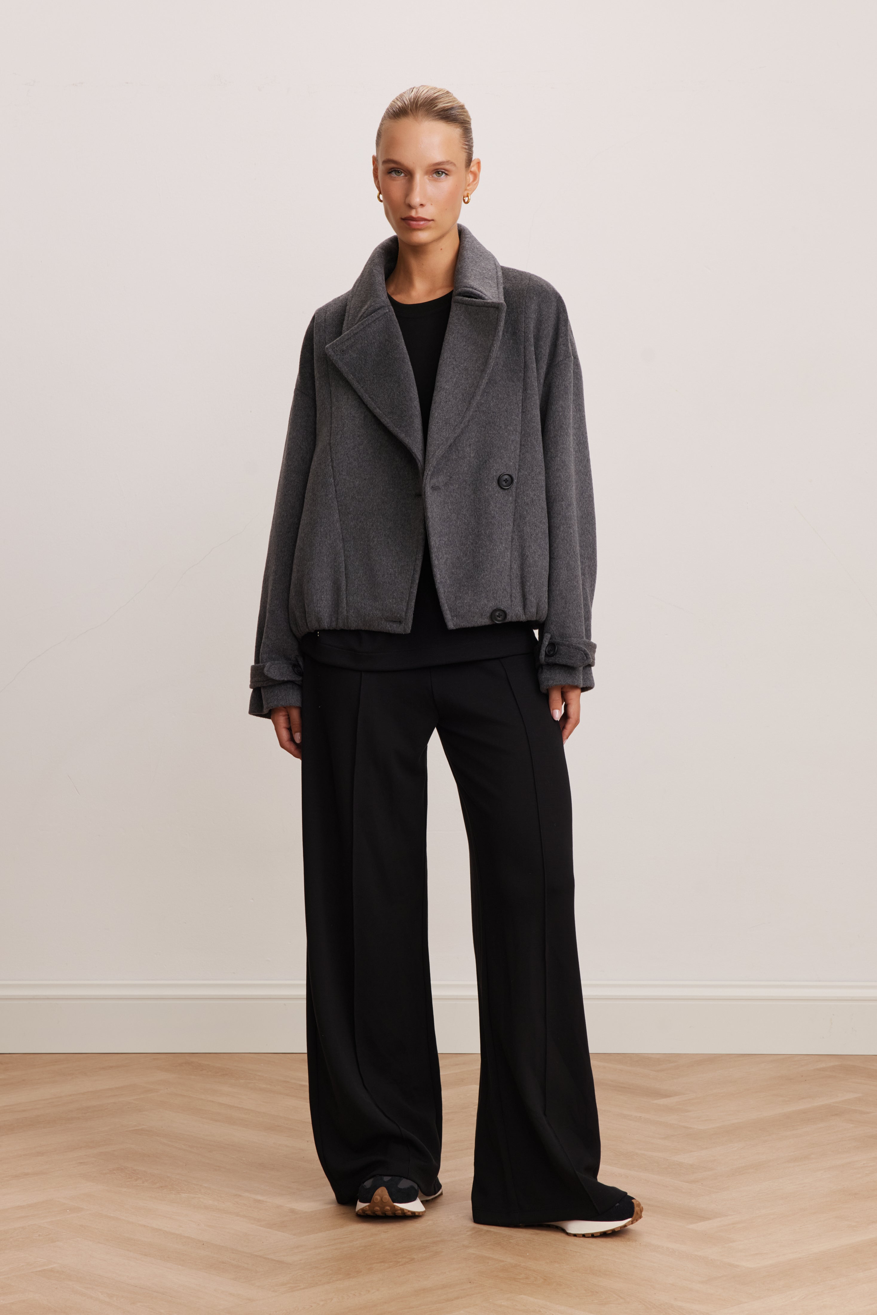 Julie Wool Blend Jacket - Dark Grey Melange