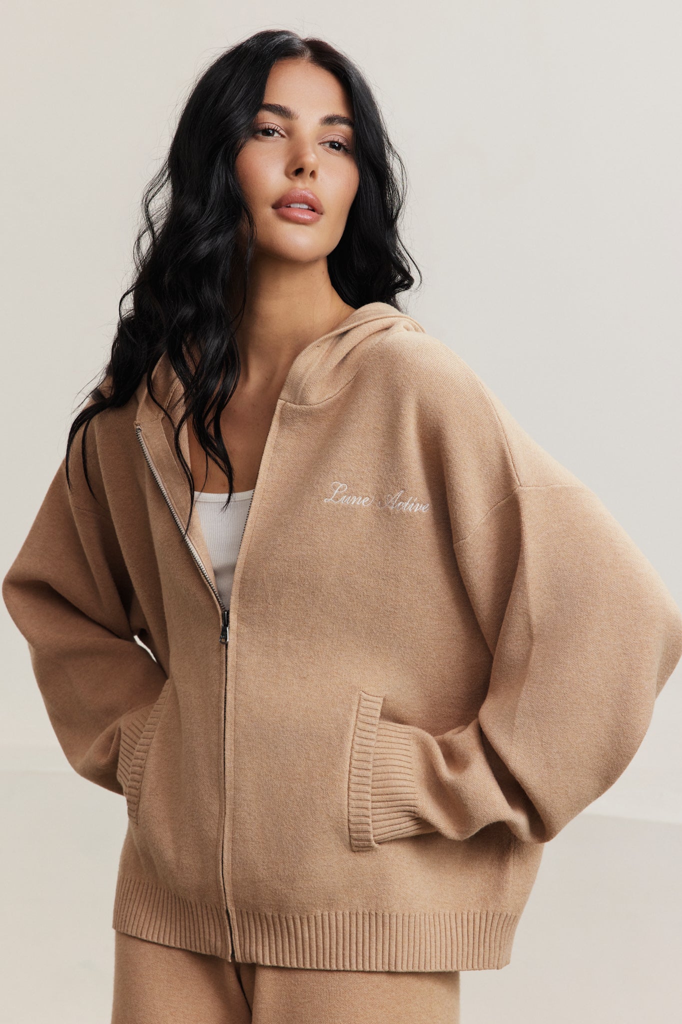Olly Zip Up Cardigan - Camel