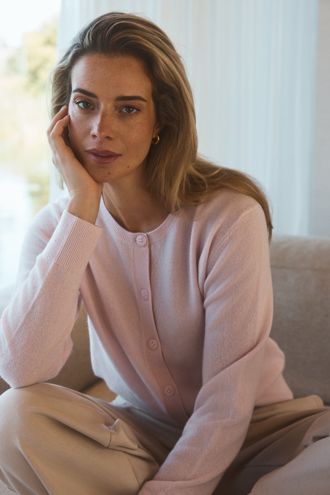 LANA cashmere cardigan - Soft Pink