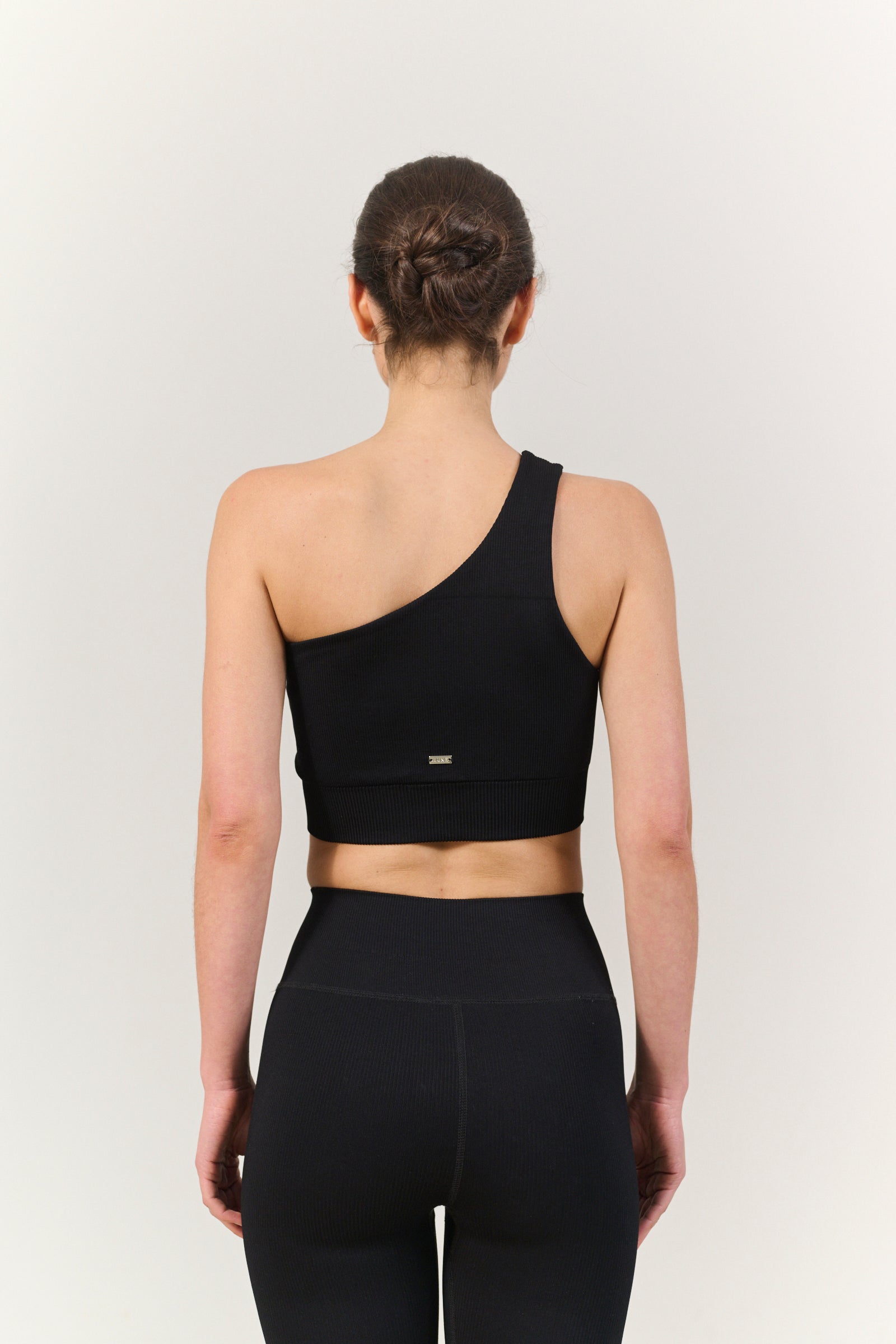 LUNA SCULPT one-shoulder rib bra - Black