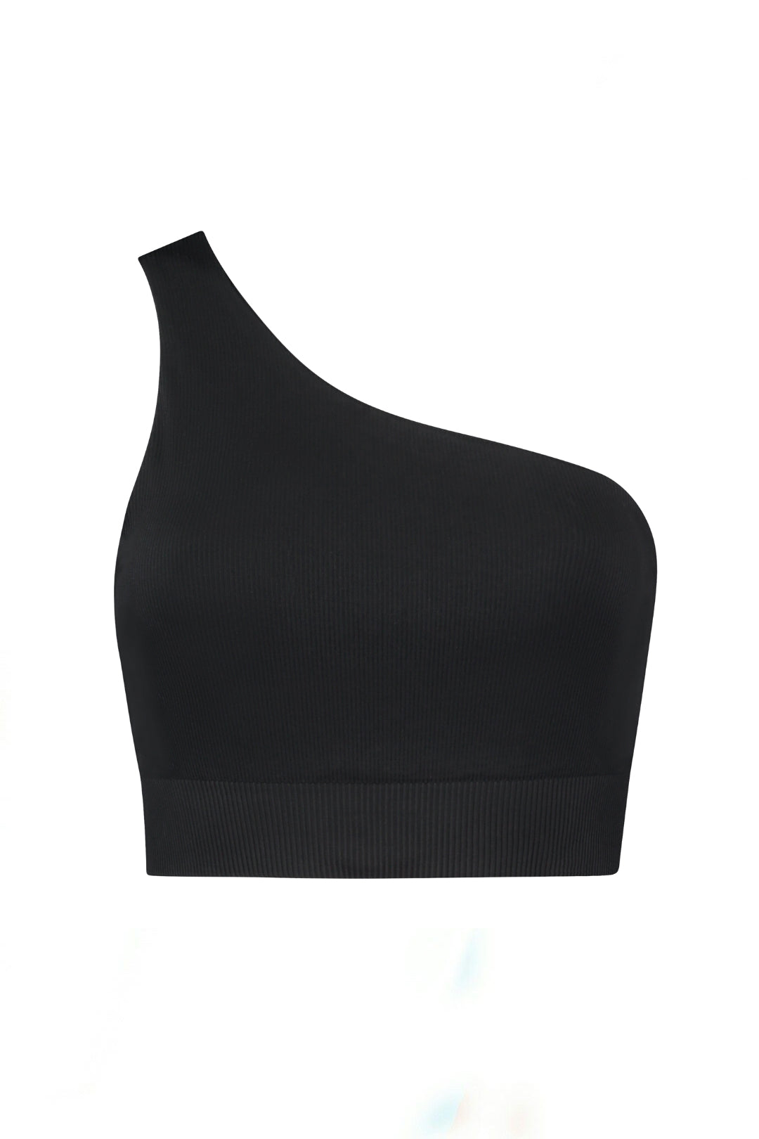 LUNA SCULPT one-shoulder rib bra - Black