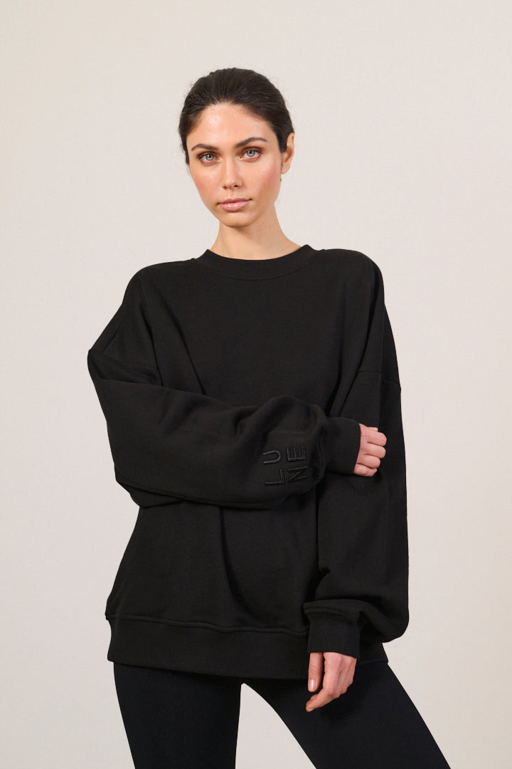 ZANE 100% ORGANIC COTTON oversized crew - Black