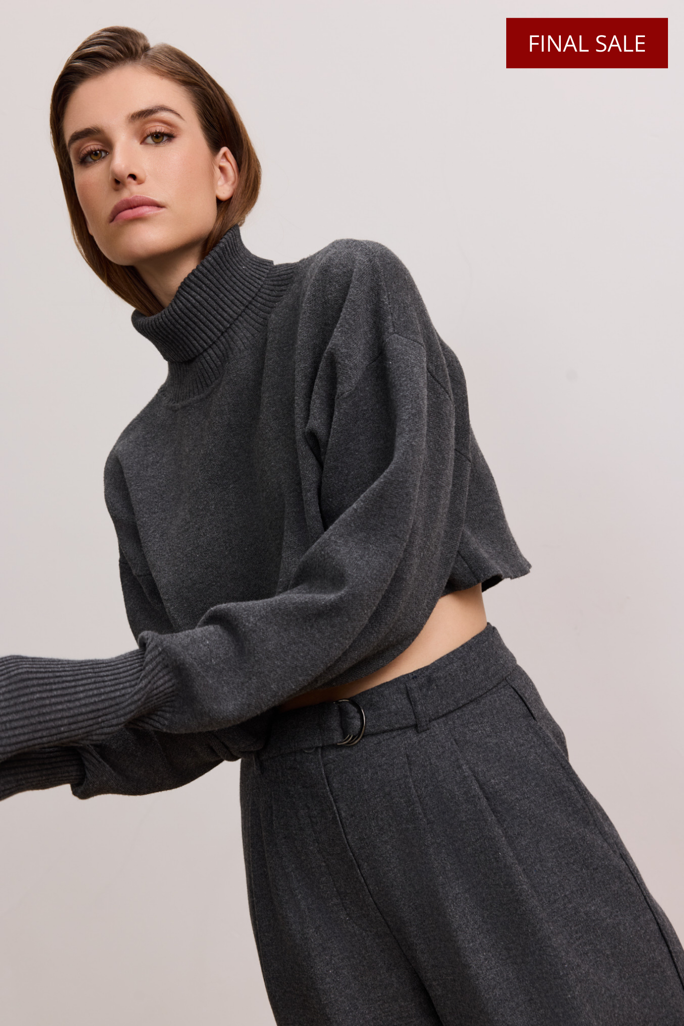 OLLY cropped sweater - Dark Grey