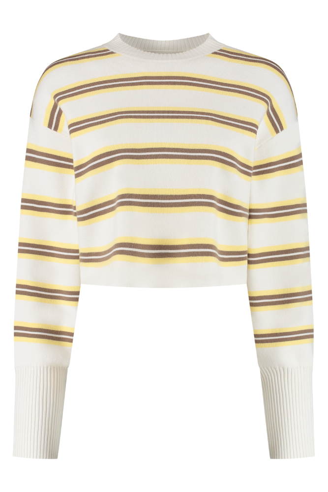 Olly Cropped Striped Sweater - Vanilla Multi