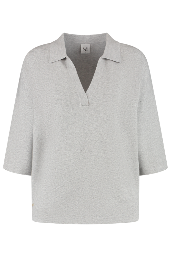Olly V Neck Top - Grey Melange