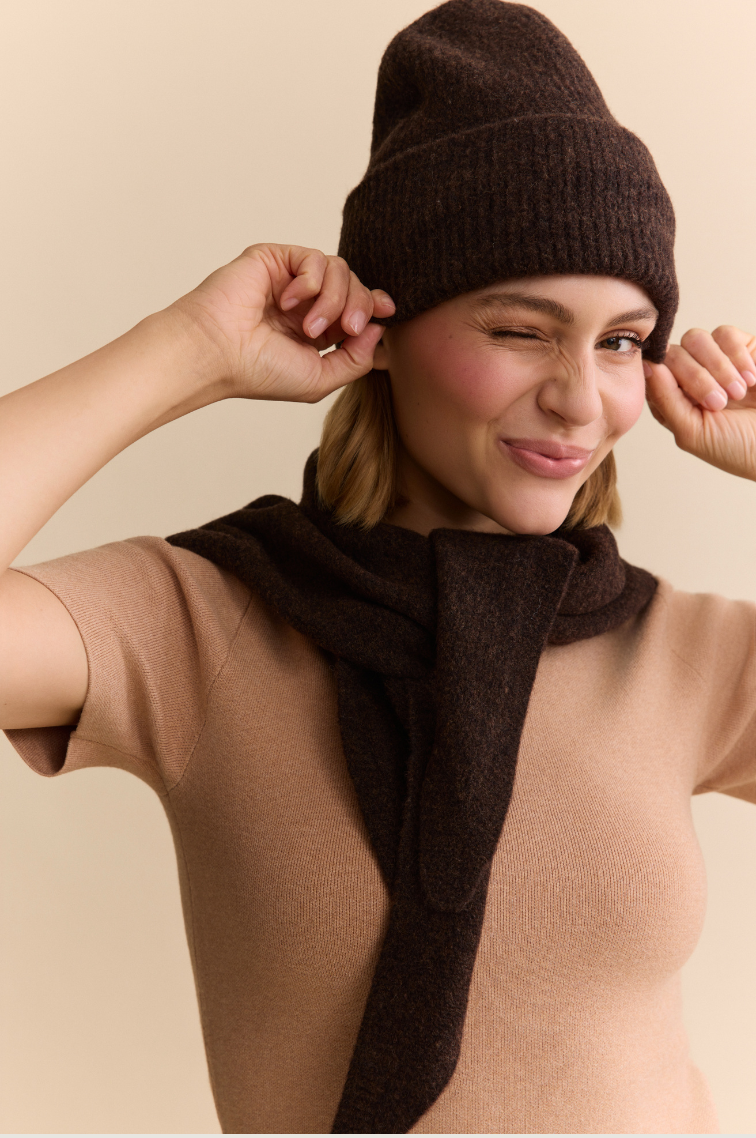 Manu Wool Triangle Scarf - Dark Espresso