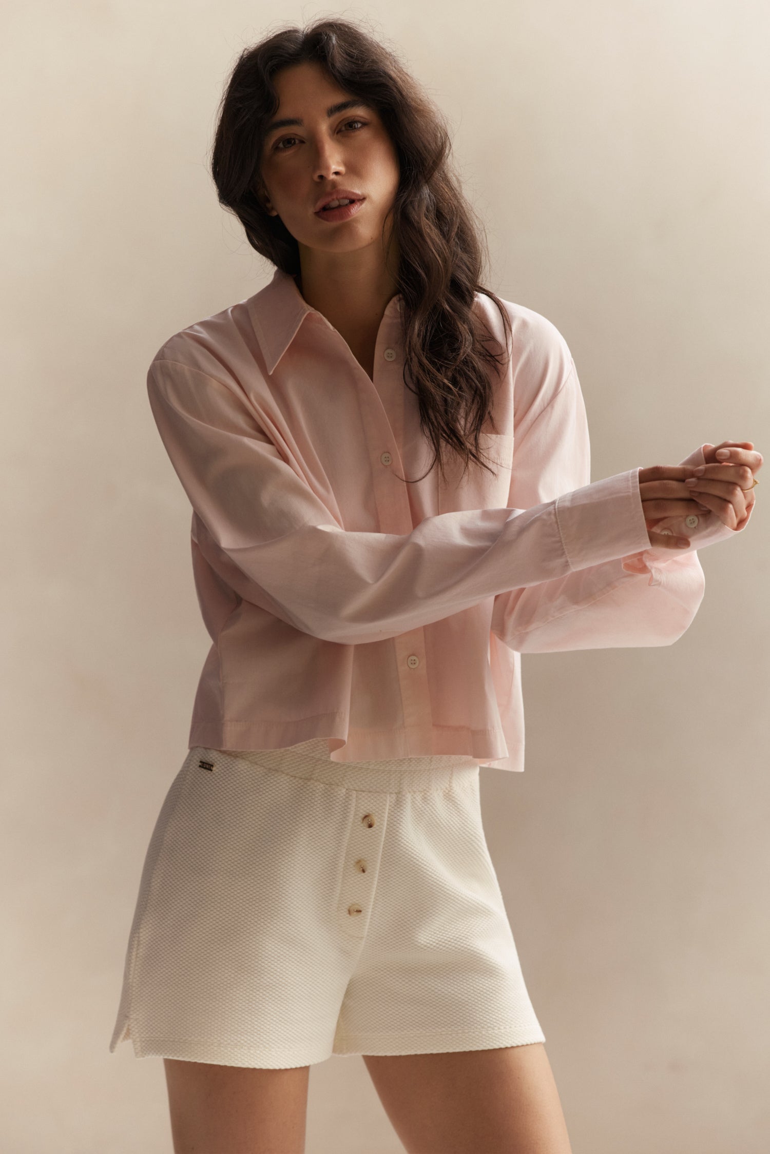 Jordie Cropped Blouse - Mauve Pink