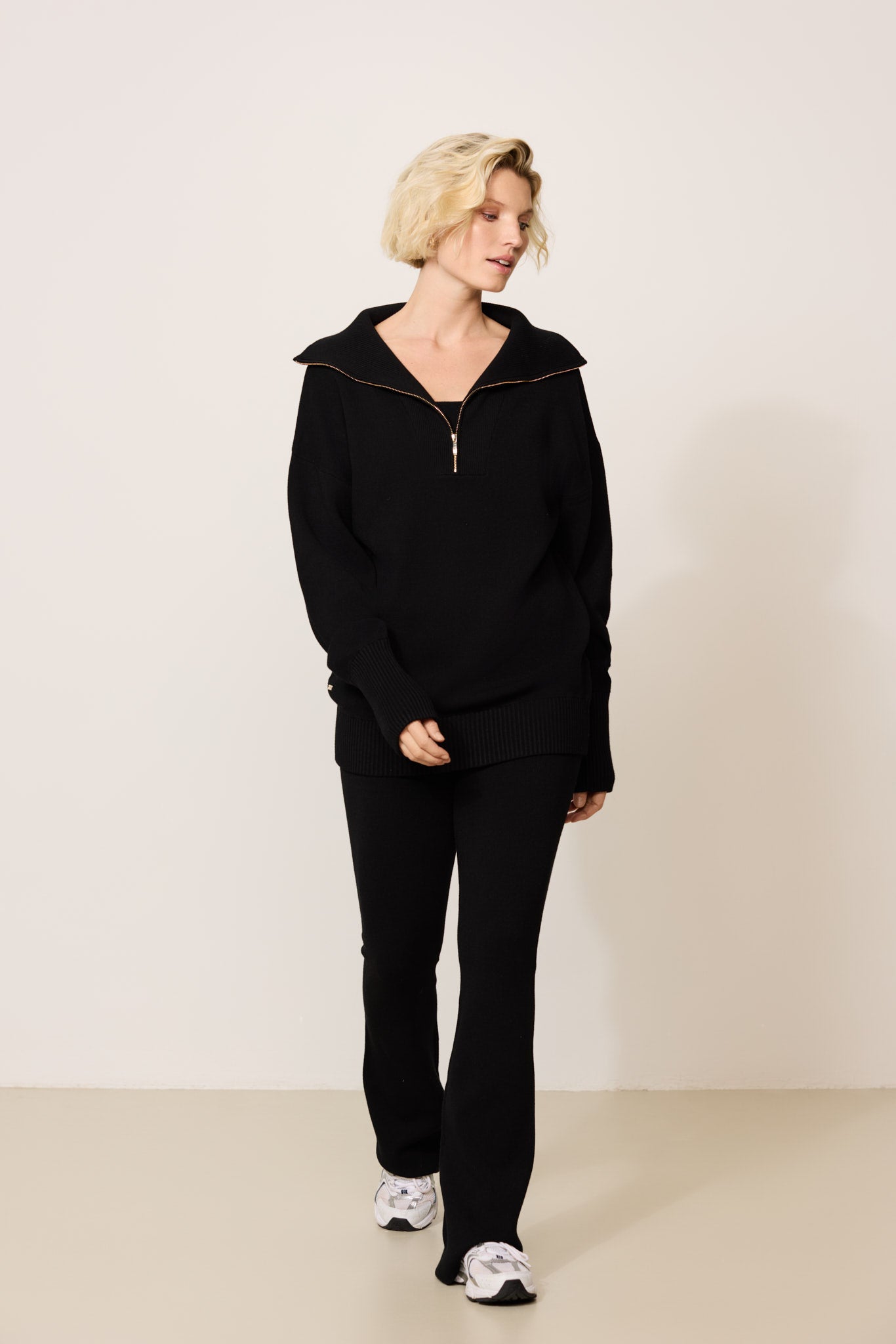 OLLY half-zip oversized sweater - Black