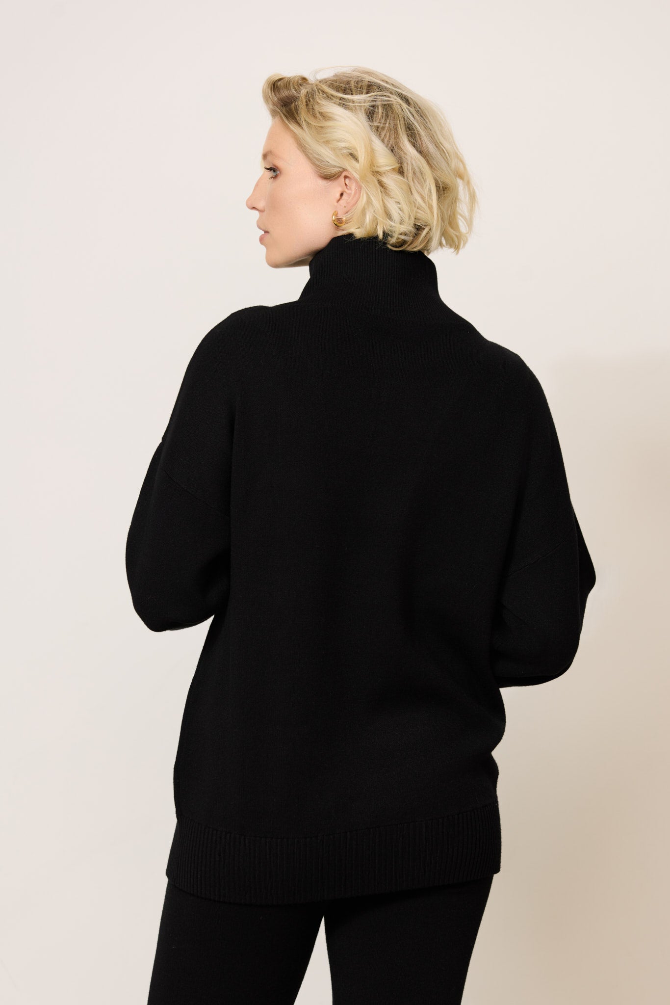 OLLY half-zip oversized sweater - Black