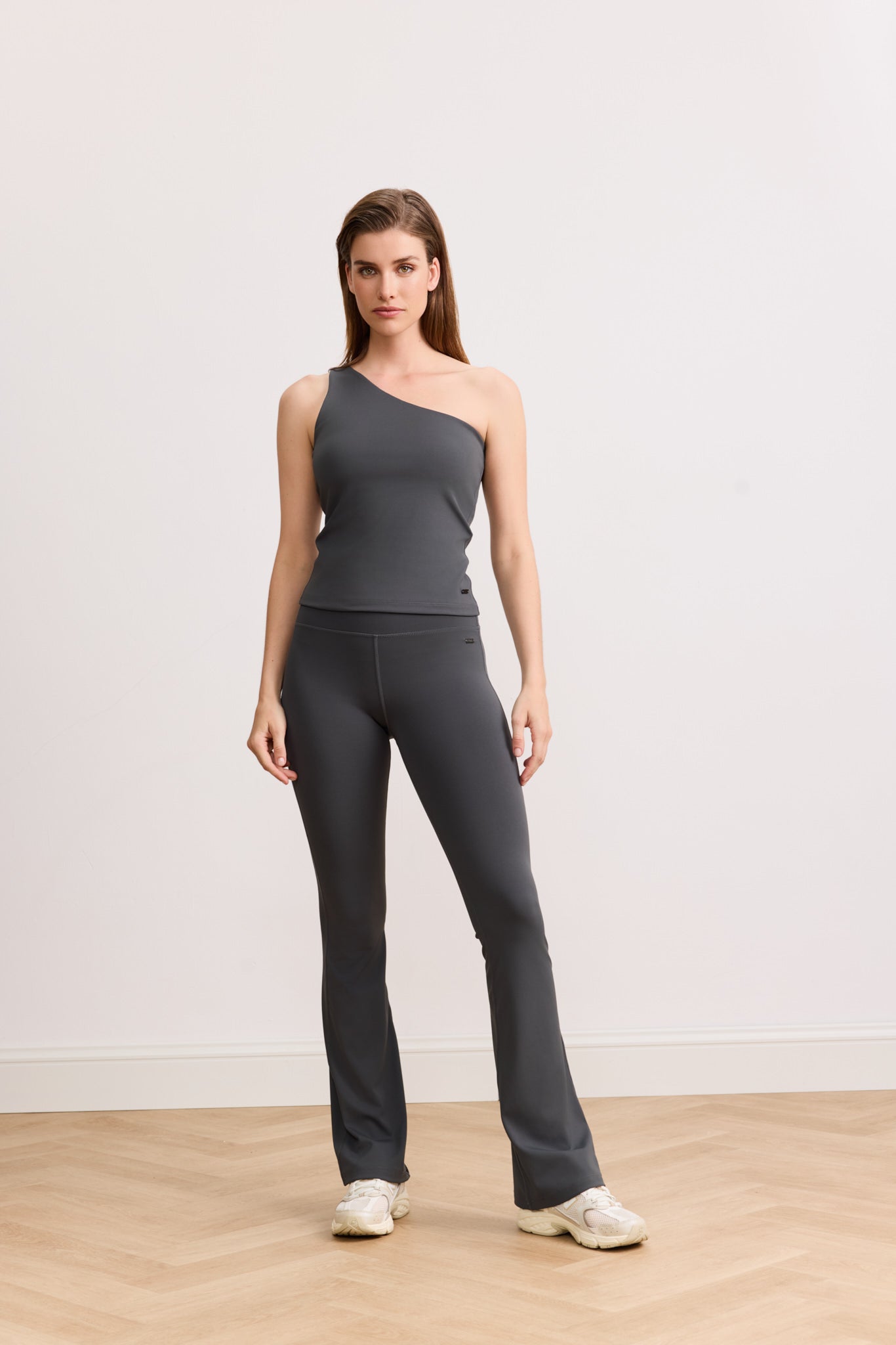 SIENNA SHAPE one shoulder top - Dark Grey